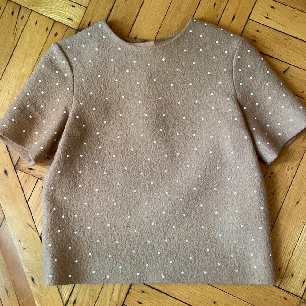 COS soft brown white polka dot top